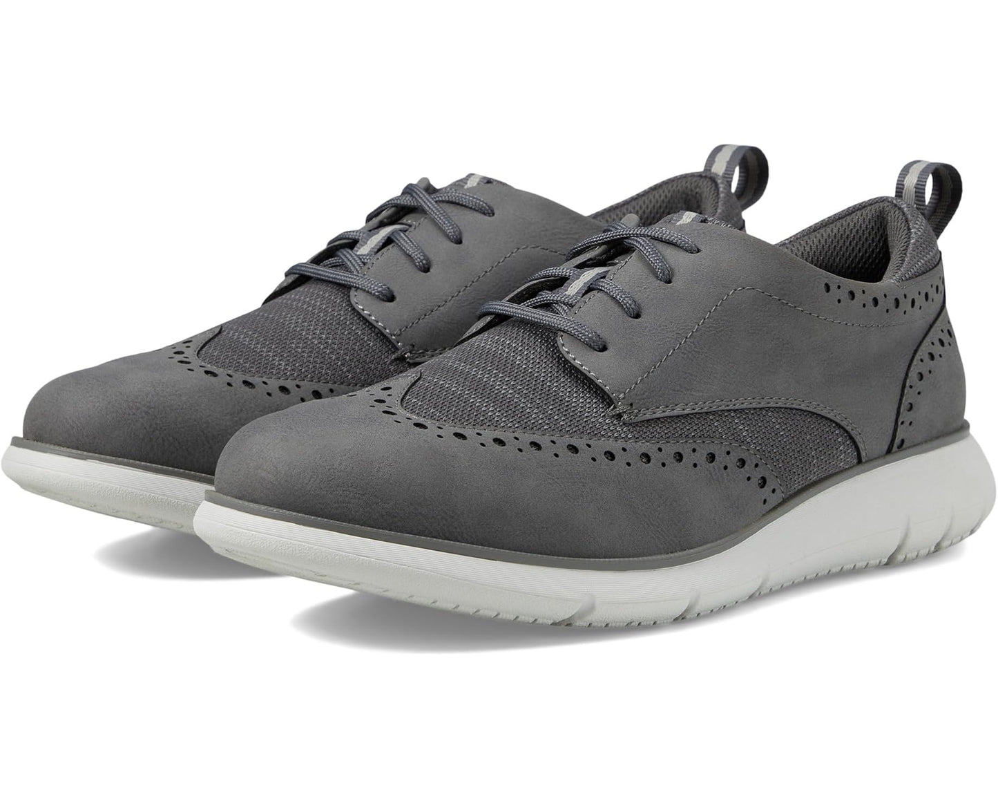 Men's Nunn Bush Stance Knit Wing Tip Oxford Lightweight Lace-Up Gray