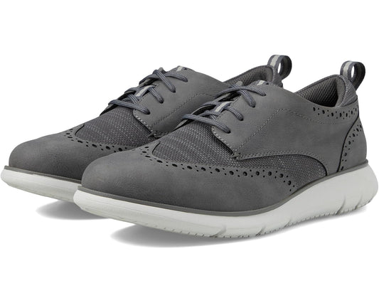 Men's Nunn Bush Stance Knit Wing Tip Oxford Lightweight Lace-Up Gray