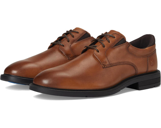 Men's Nunn Bush Kore Icon Plain Toe Oxford Easy On Easy Off Dress Casual Shoe Cognac
