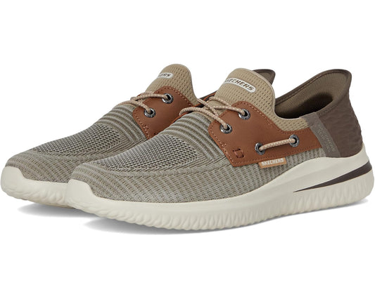 Men's SKECHERS Delson 3.0 Roth Hands Free Slip-Ins Taupe/Brown