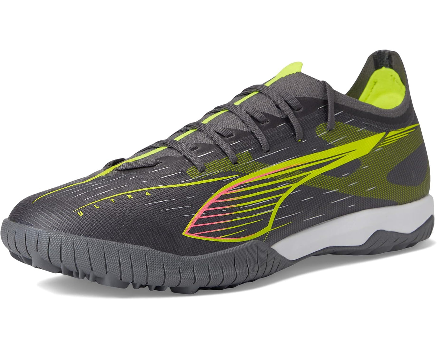 Men's PUMA Ultra 5 Match Turf Trainer Soccer Cleats Matte Aged Silver-Yellow Alert-Puma Aged Silver