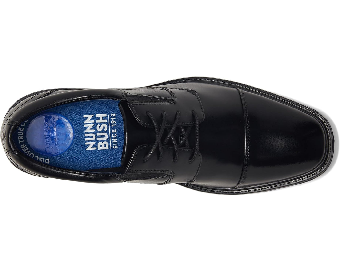 Men's Nunn Bush Stark Cap Toe Oxford Leather Business Formal Derby Dress Casual Lace-Up Black