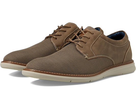 Men's Nunn Bush Chase Knit Plain Toe Oxford Lightweight Breathable Versatile Lace Up Taupe