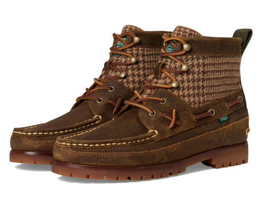 Men's Polo Ralph Lauren Ranger Mid Suede & Wool Tweed Boots Tweed Colorblock