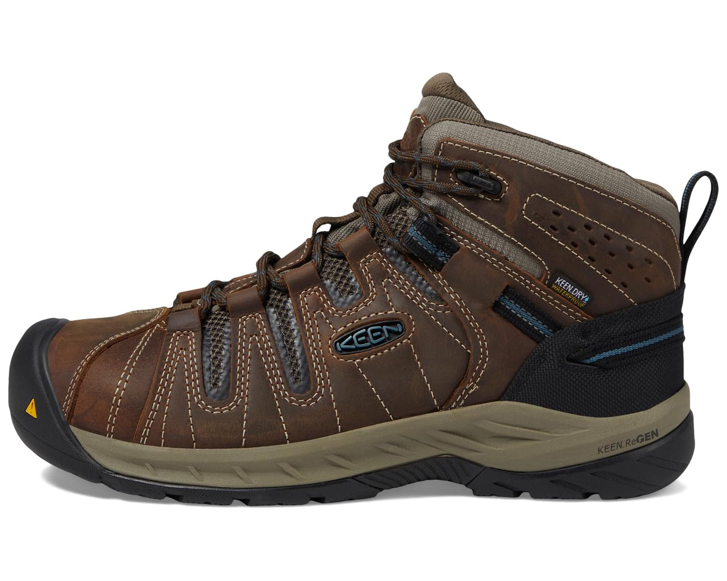 Men's KEEN Utility Flint II Mid Waterproof (Steel Toe) Cascade Brown/Orion Blue