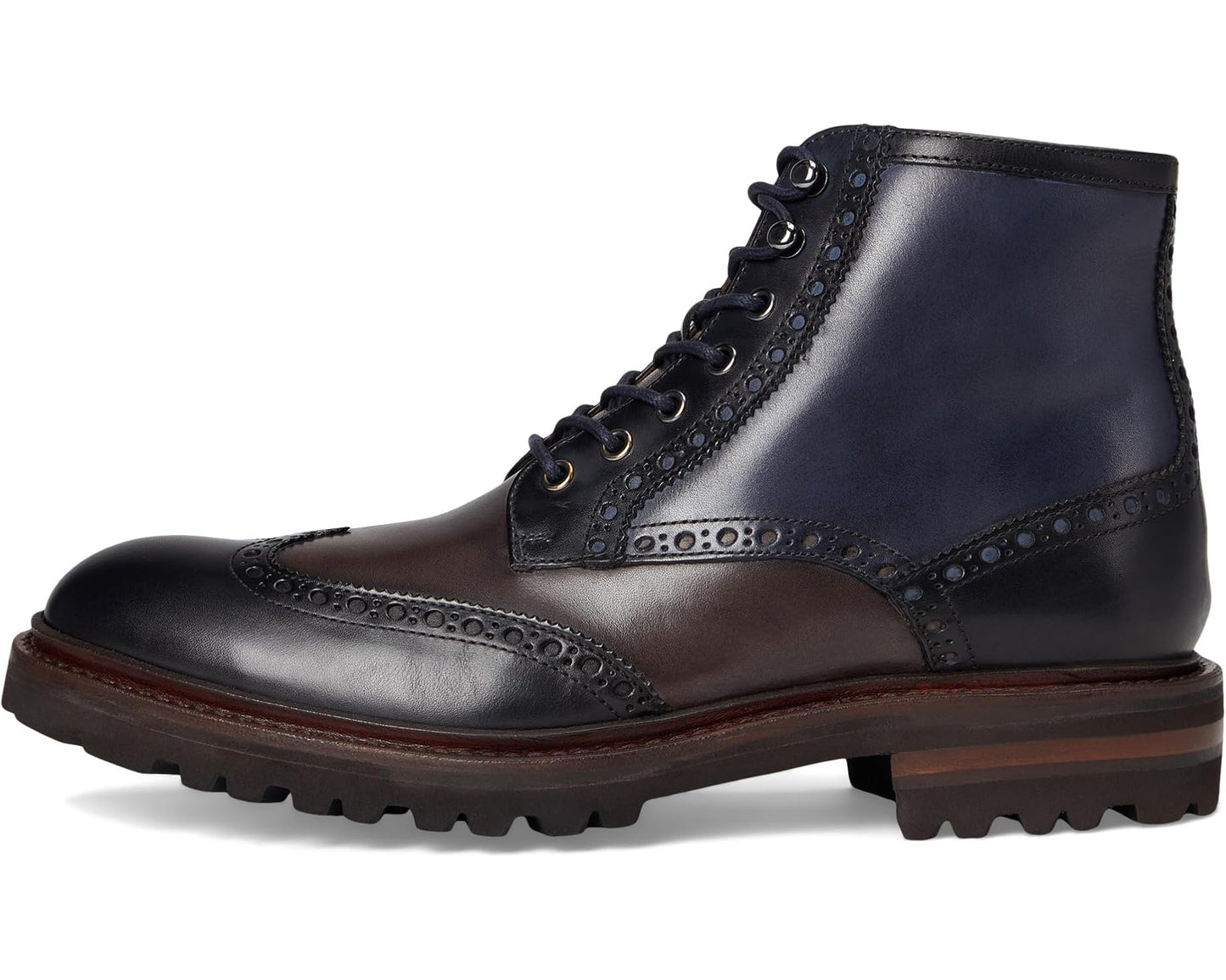 Men's Johnston & Murphy Collection Dudley Lug Wingtip Boots Navy Multi Hand-stained Calfskin
