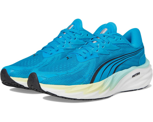 Men's PUMA Velocity Nitro Running Shoes Speed Blue/Gold Moon