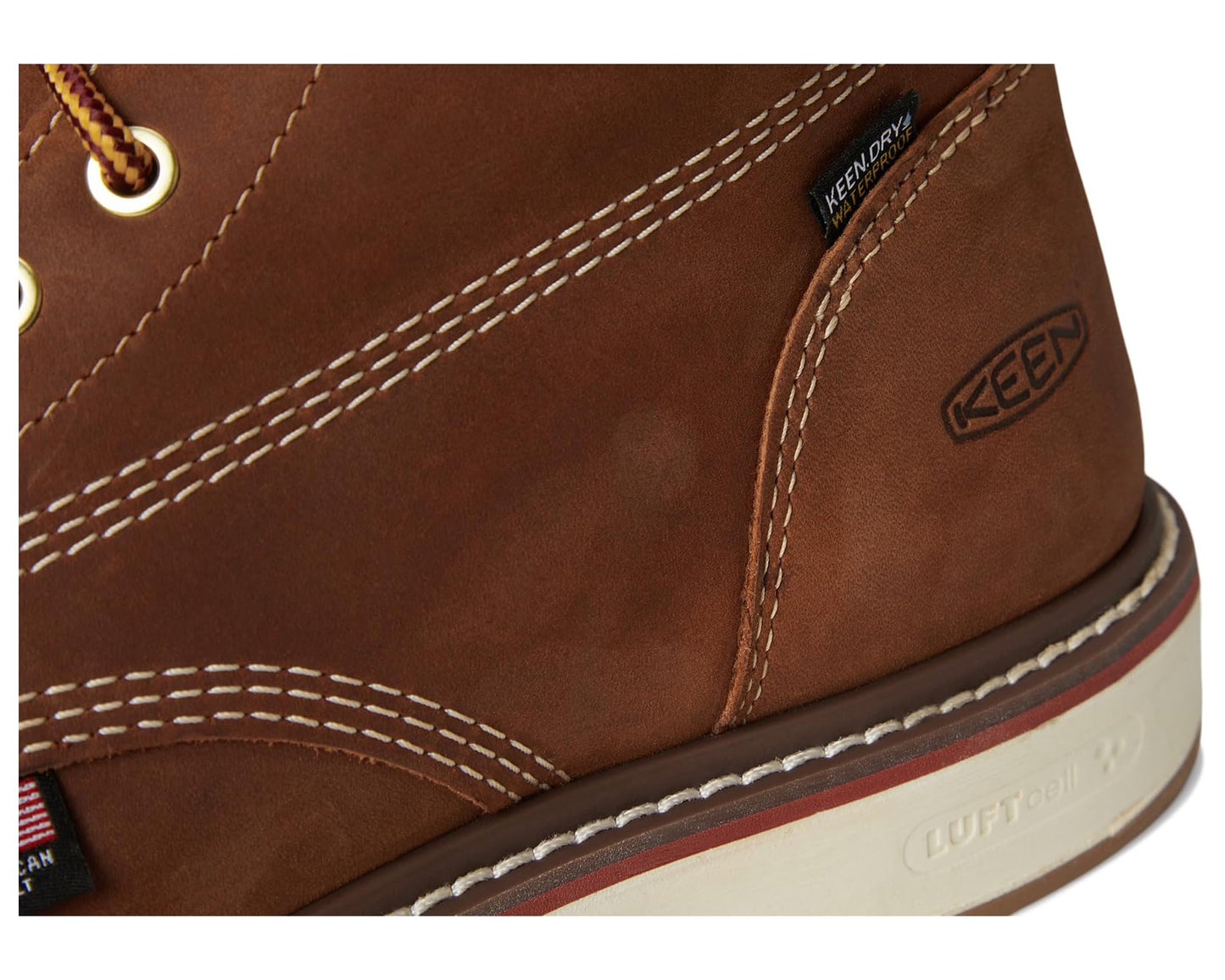 Men's KEEN Utility Liberty 8 Waterproof Boot (Soft Toe) Leather Brown/Birch