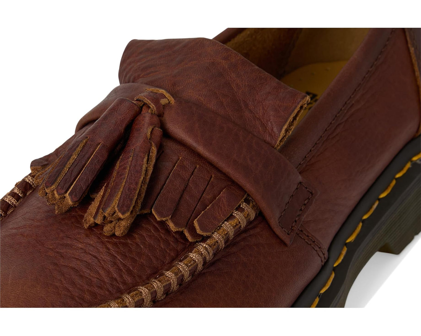 Unisex Dr. Martens Adrian Yellow Stitch Leather Loafers Cashew