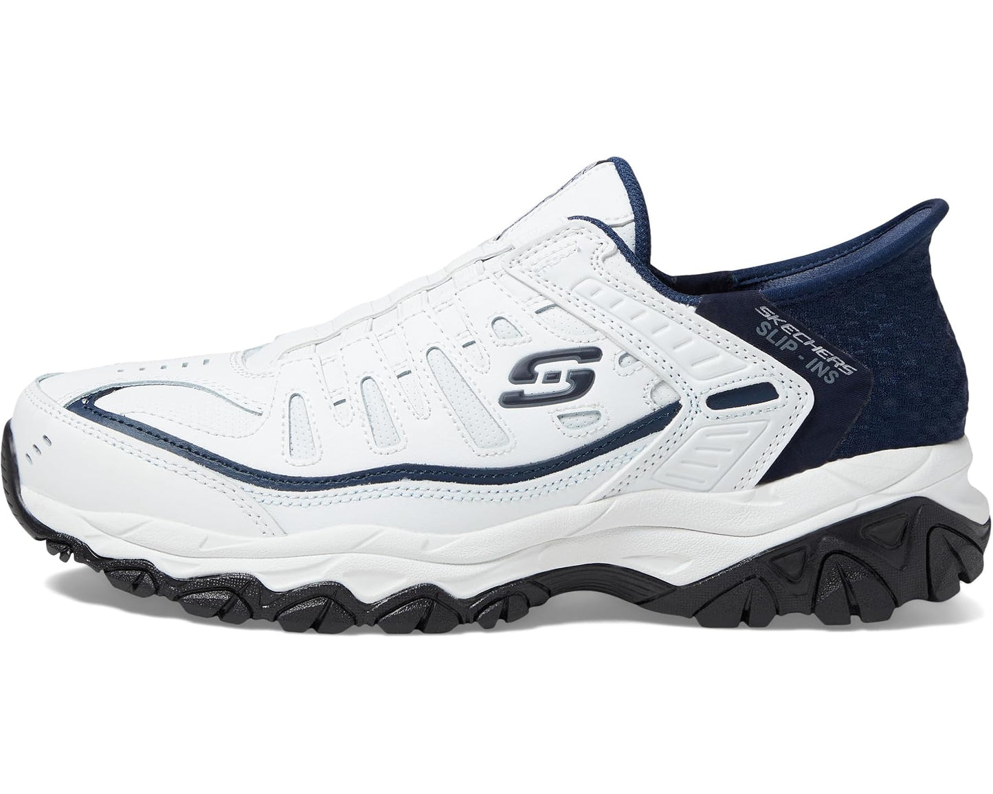 Men's SKECHERS Afterburn M. Fit Grill Captain Hands Free Slip-Ins White/Navy