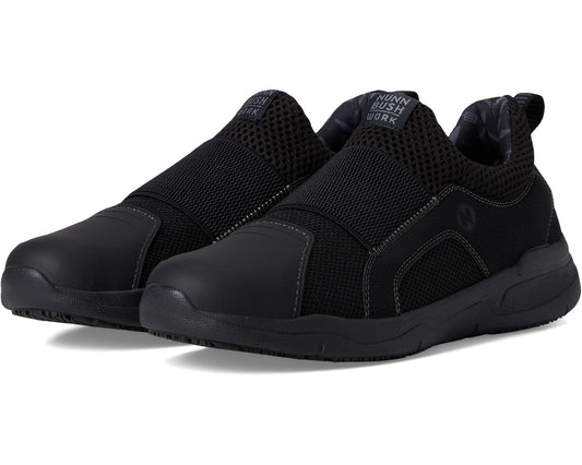 Men's Nunn Bush Grazie AP1 Work Slip-On Slip-Resistant Work Shoe EZ On Athletic Style Sneaker Black