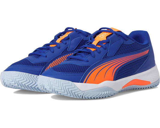 Men's PUMA Nova Court Pickleball Shoes Vivid Blue/Heat Fire/White/Glowing Red