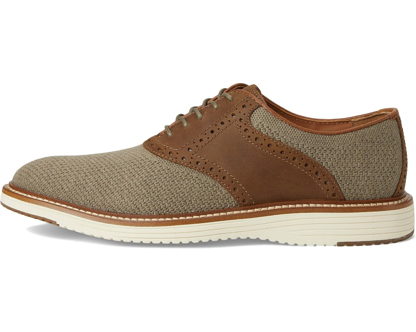 Men's Johnston & Murphy Upton Knit Saddle Taupe Knit/Brown Oiled Full Grain