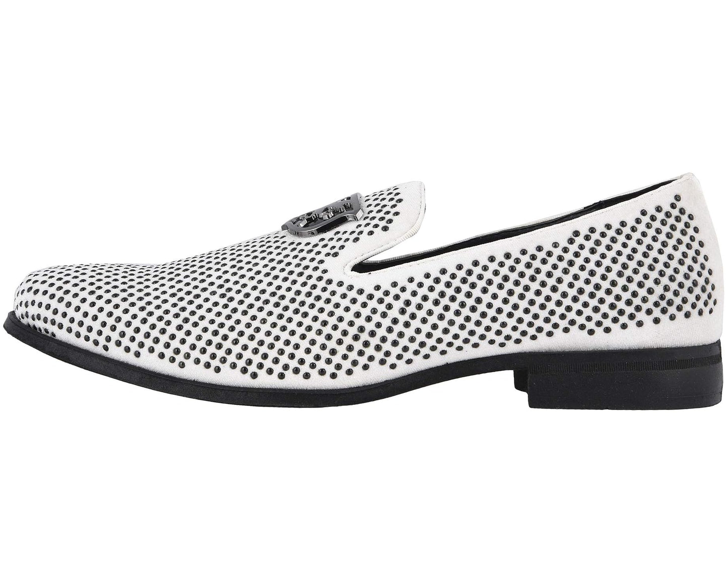 Men's Stacy Adams Swagger Studded Ornament Loafer Black/White
