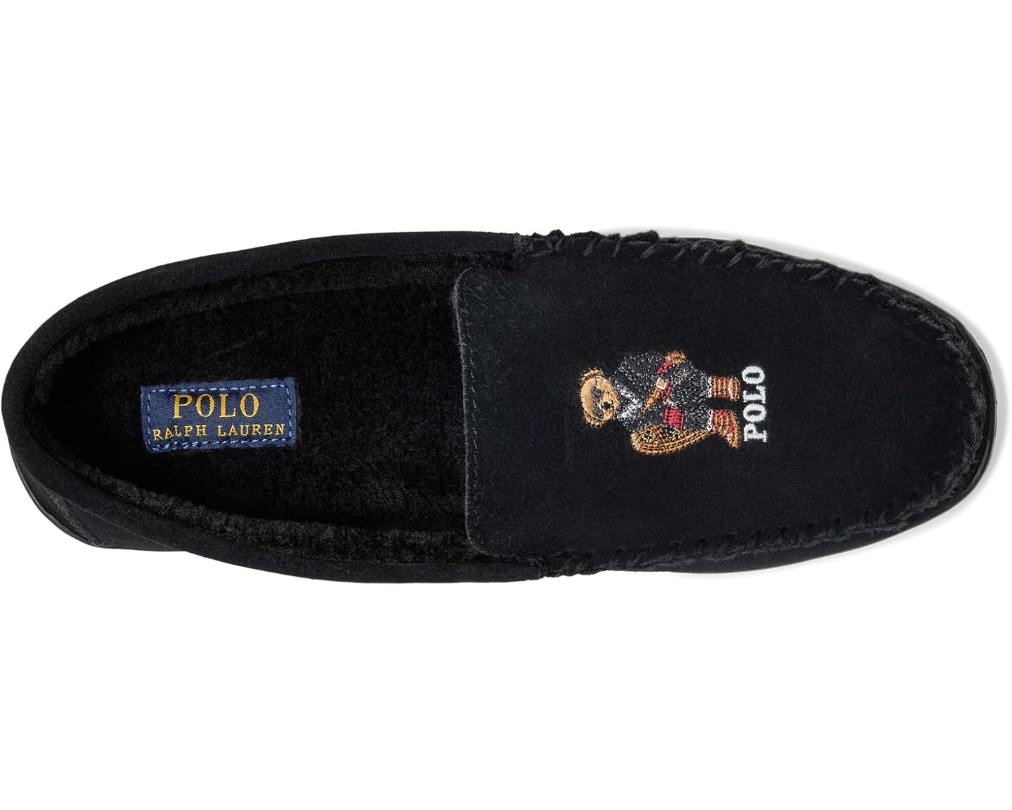 Men's Polo Ralph Lauren Brenan Bear Moc Slipper Suede/Holidybear Black