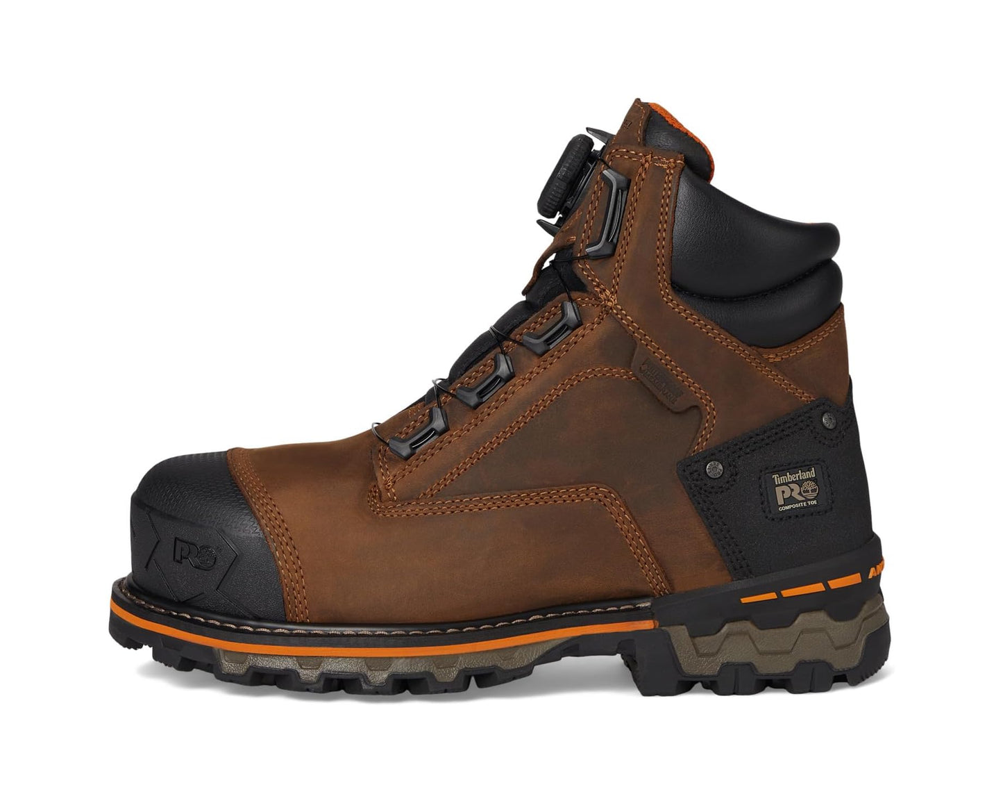 Men's Timberland PRO Boondock BOA 6 Inch Composite Safety Toe Waterproof Puncture Resistant Mocha Brown