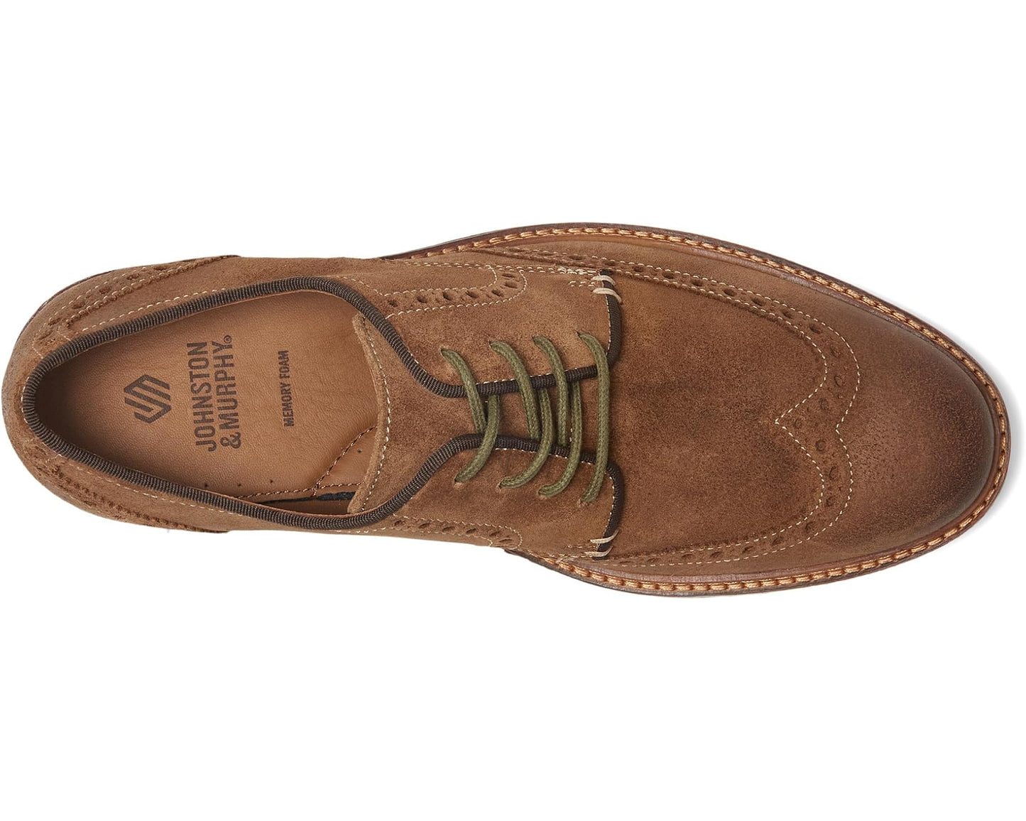Men's Johnston & Murphy Calder Wingtip Snuff Waxed Suede