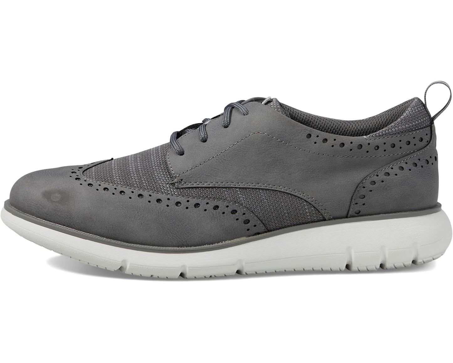 Men's Nunn Bush Stance Knit Wing Tip Oxford Lightweight Lace-Up Gray