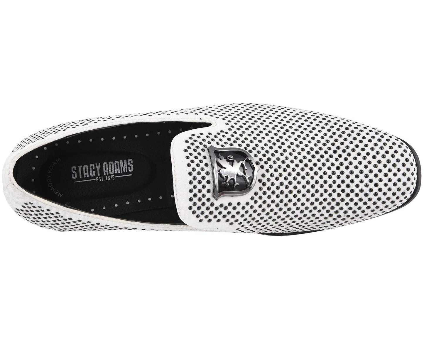 Men's Stacy Adams Swagger Studded Ornament Loafer Black/White