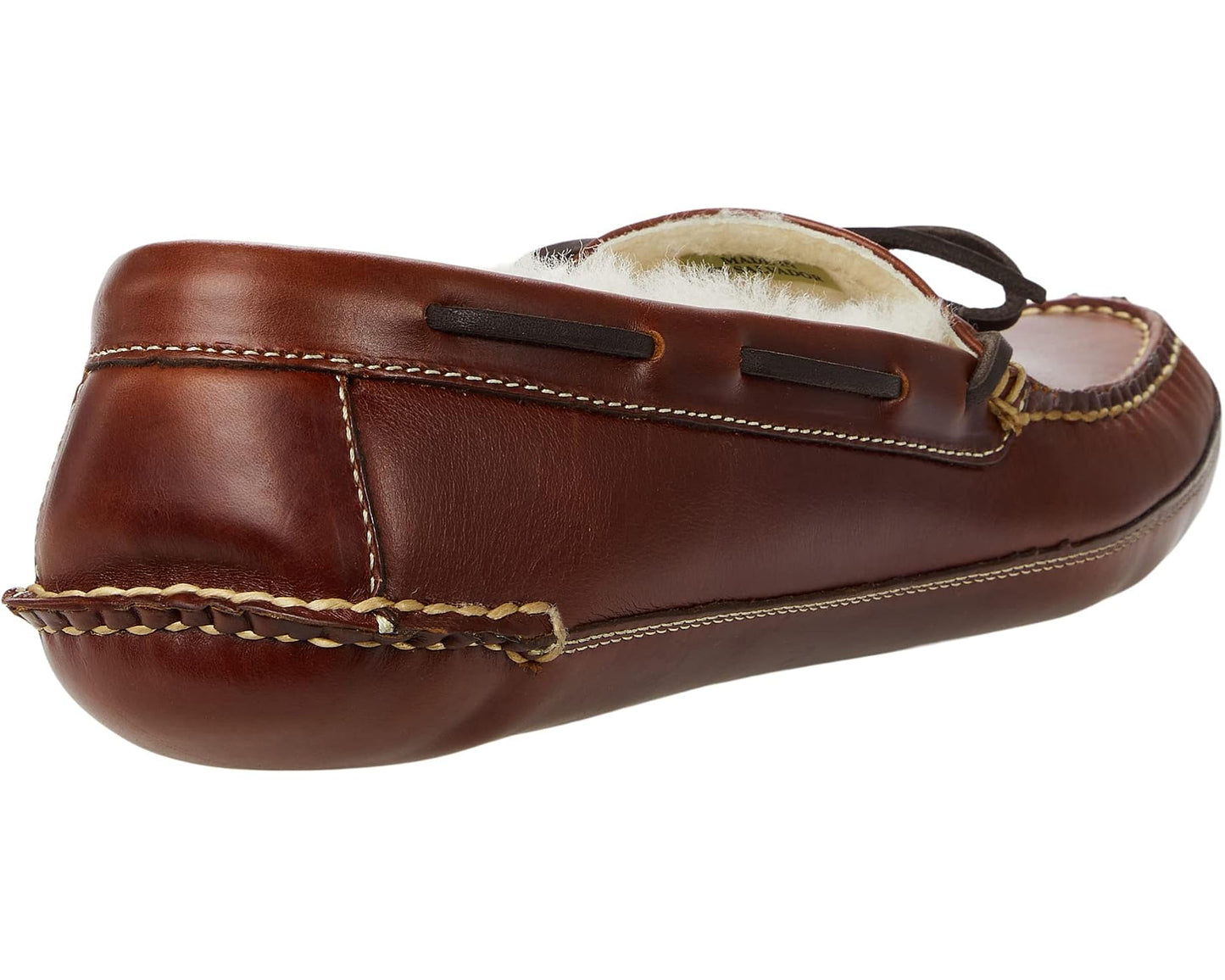 Men's L.L.Bean Leather Double-Sole Slippers Shearling Lined Brown