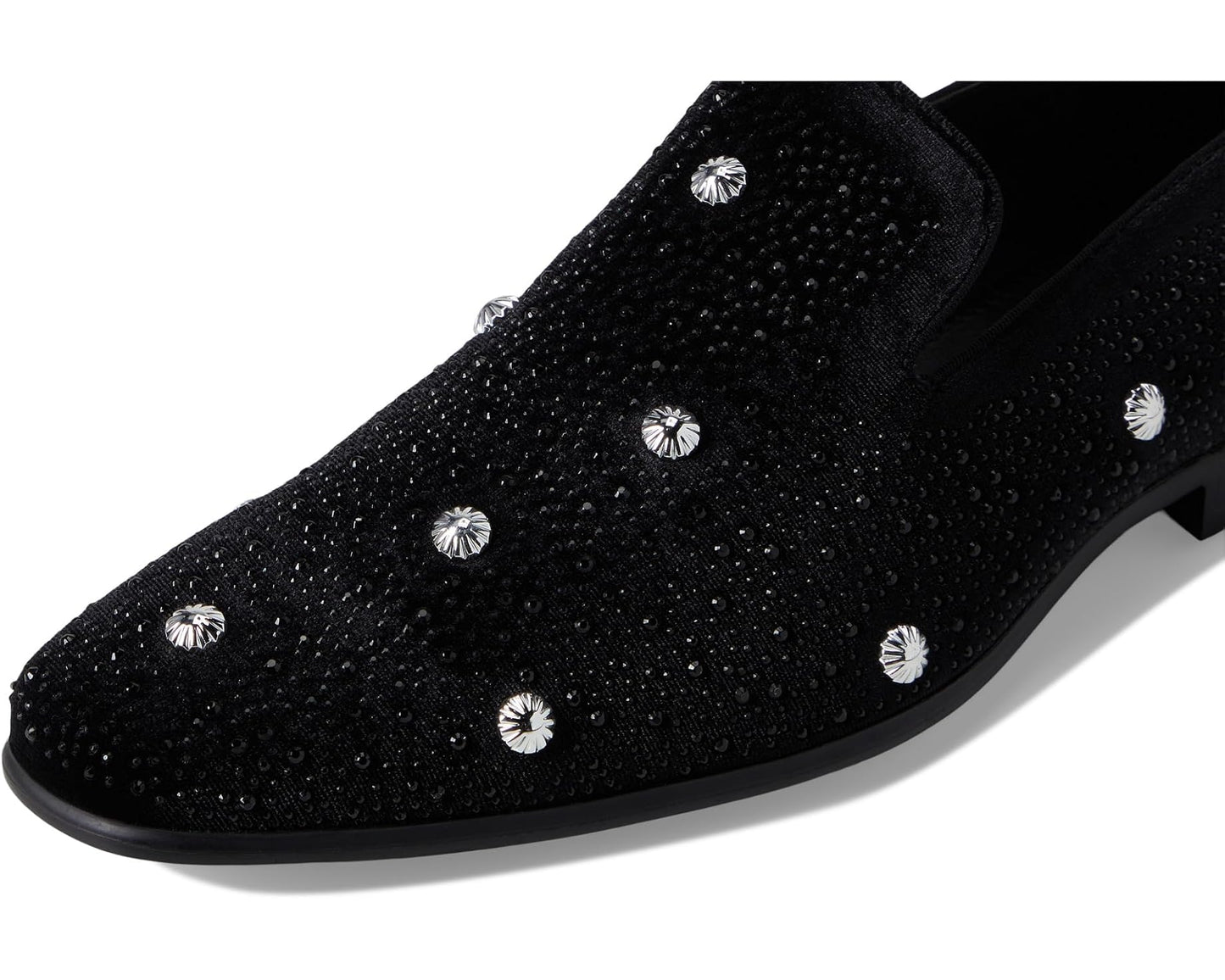 Men's Stacy Adams Spangle Rhinestone Slip-On Black/Silver