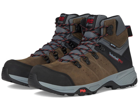 Men's Timberland PRO Switchback 6 Composite Safety Toe Puncture Resistant Waterproof Brown Turkish Coffee/Red 1