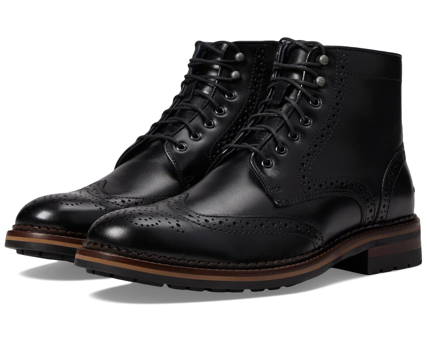 Men's Johnston & Murphy Connelly Wing Tip Boot Black Full Grain