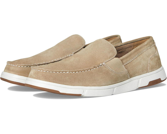 Men's Nunn Bush Luca Moccasin Toe Venetian Suede Slip-On Lightweight Comfortable Loafers Stone