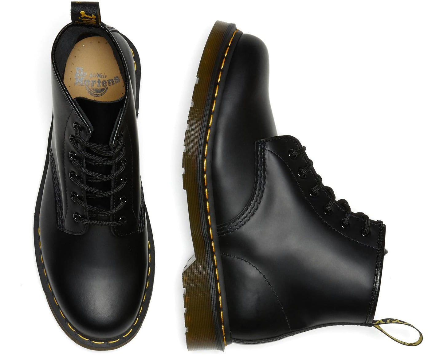 Unisex Dr. Martens 101 Yellow Stitch Black Smooth