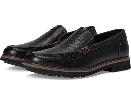 Men's Nunn Bush Owen II Moc Toe Venetian Loafer Lightweight and Comfortable Slip-On Black