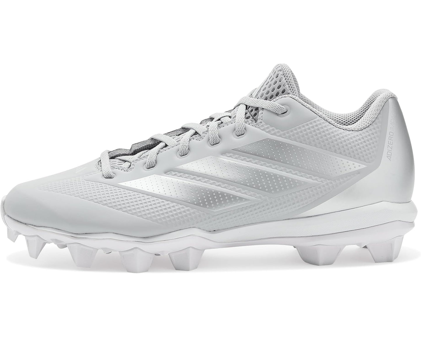 Men's adidas adiZero Impact 2.0 Molded Baseball Cleats Team Light Grey/Silver Metallic/White
