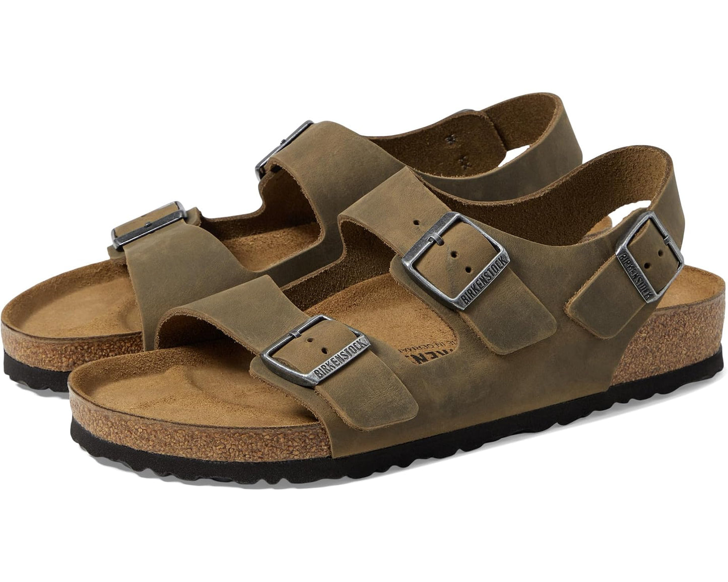 Unisex Birkenstock Milano - Leather Soft Footbed (Unisex) Faded Khaki Oiled Leather