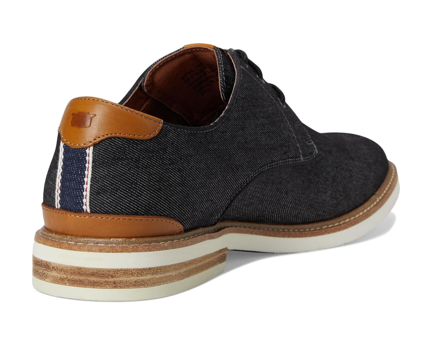 Men's Florsheim Highland Canvas Plain Toe Oxford Blalck Canvas/White Sole