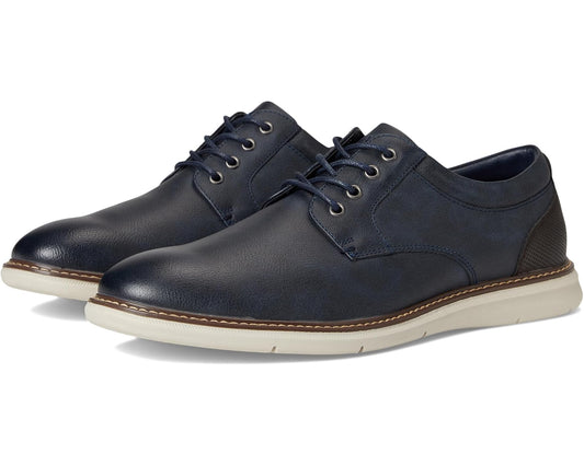 Men's Nunn Bush Chase 2.0 Casual Plain Toe Oxford Contemporary Lace-Up Navy