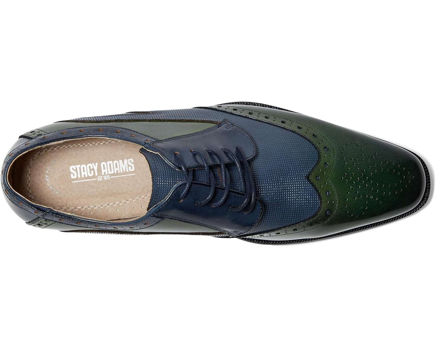 Men's Stacy Adams Ivingale Wing Tip Lace-Up Navy/Green
