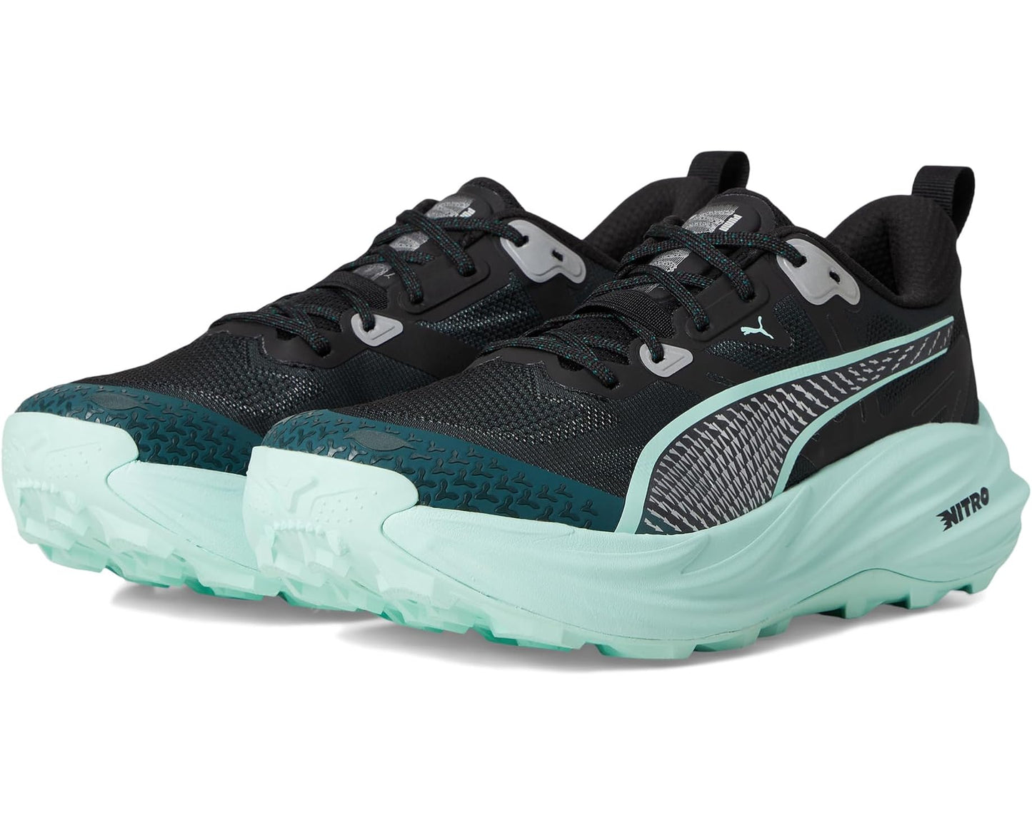 Men's PUMA Voyage Nitro Trail Running Shoes Green Terrain/Mint Melt