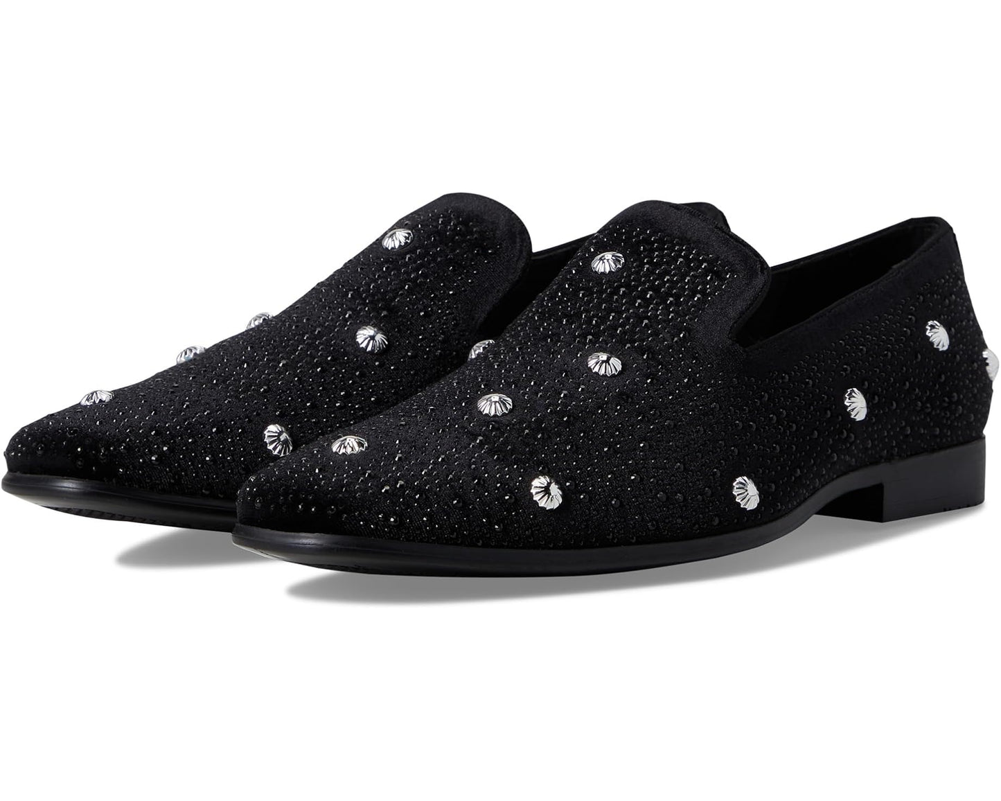Men's Stacy Adams Spangle Rhinestone Slip-On Black/Silver