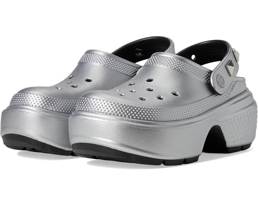 Unisex Crocs Stomp Clogs Silver
