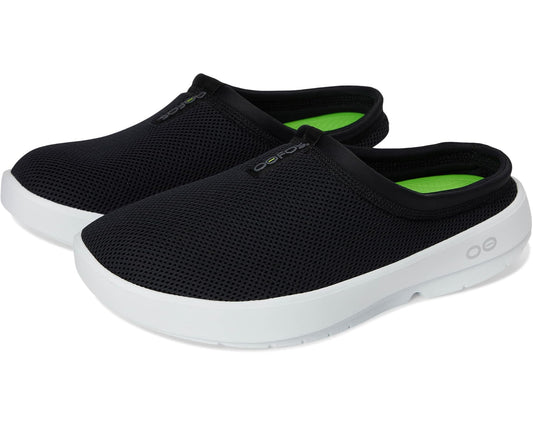 Men's OOFOS OOcoozie Sport Mule Shoe White/Black