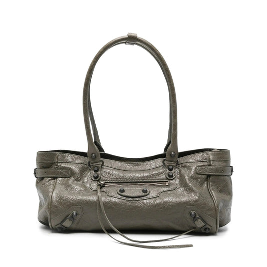 Balenciaga Women Army Green Le City East-West Shoulder Bag