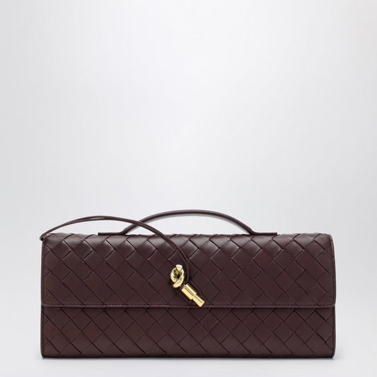 Bottega Veneta Women Andiamo Clutch Bag With Handle In Dark Barolo