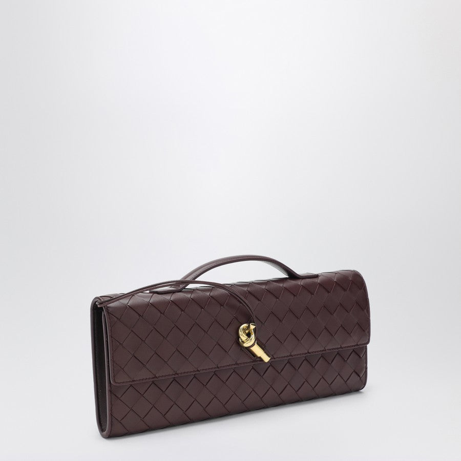 Bottega Veneta Women Andiamo Clutch Bag With Handle In Dark Barolo