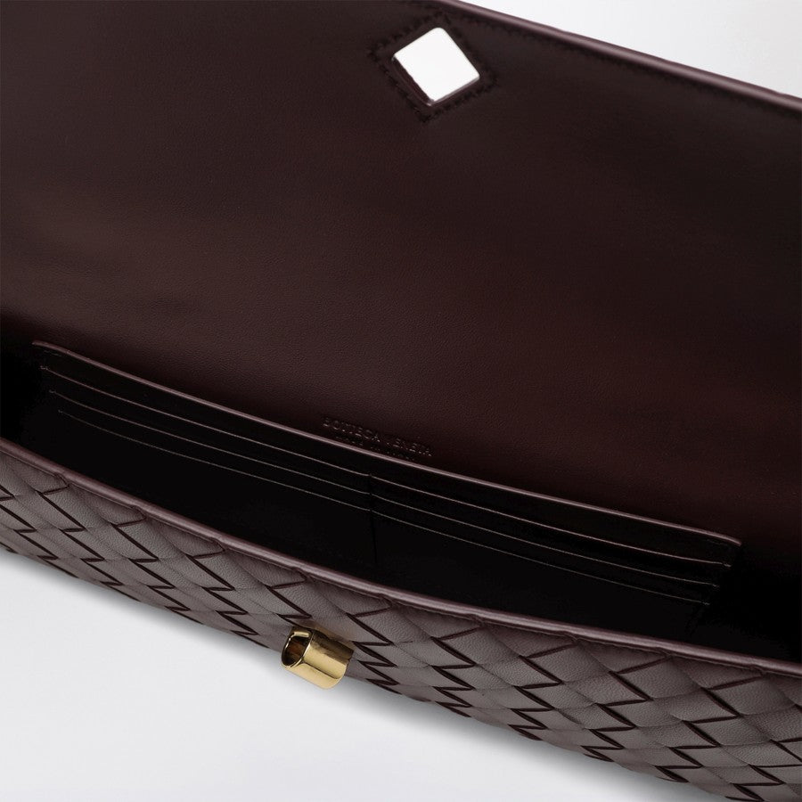 Bottega Veneta Women Andiamo Clutch Bag With Handle In Dark Barolo