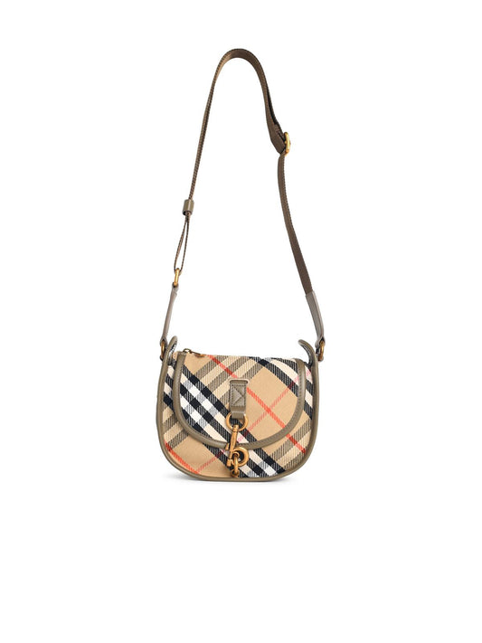 Burberry 'B Clip' Mini Messenger Bag In Beige Sand Cotton Blend Women