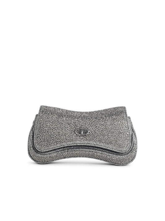 Diesel 'Play' Clutch In Silver Glitter Fabric Women