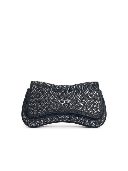 Diesel 'Play' Black Glitter Fabric Clutch Women