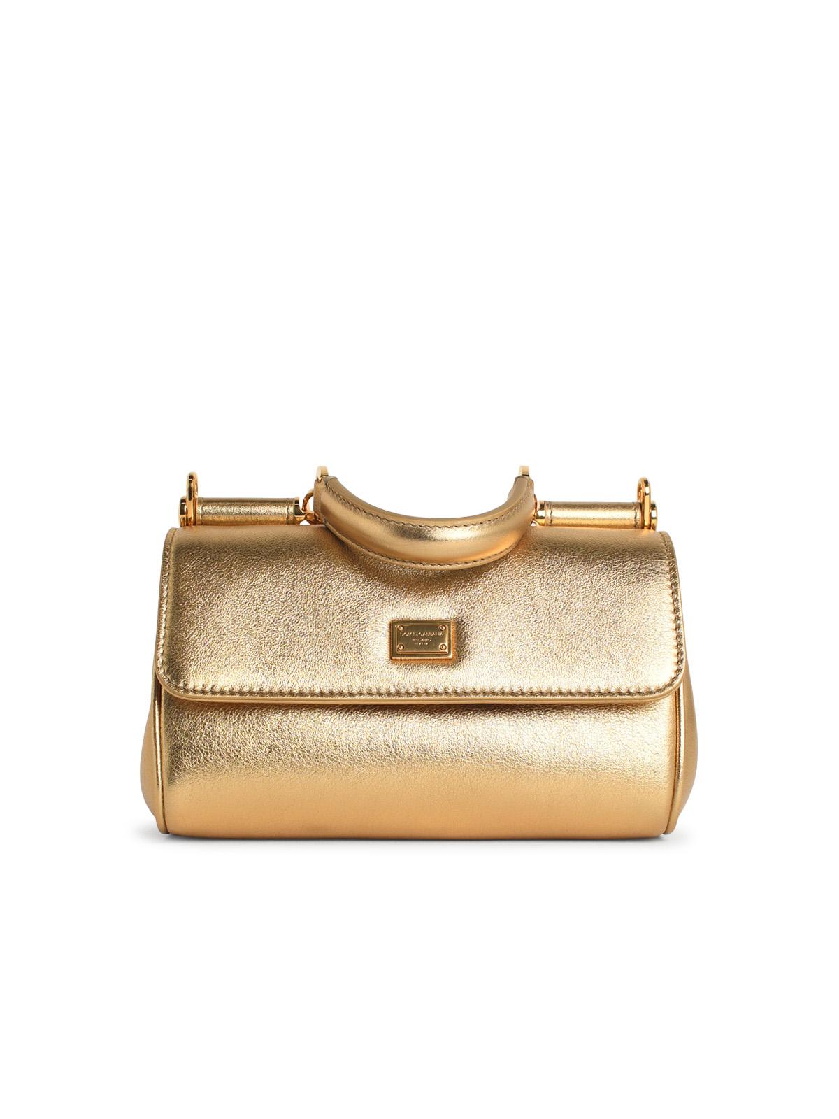 Dolce & Gabbana 'My Sicily' Gold Leather Handbag Women