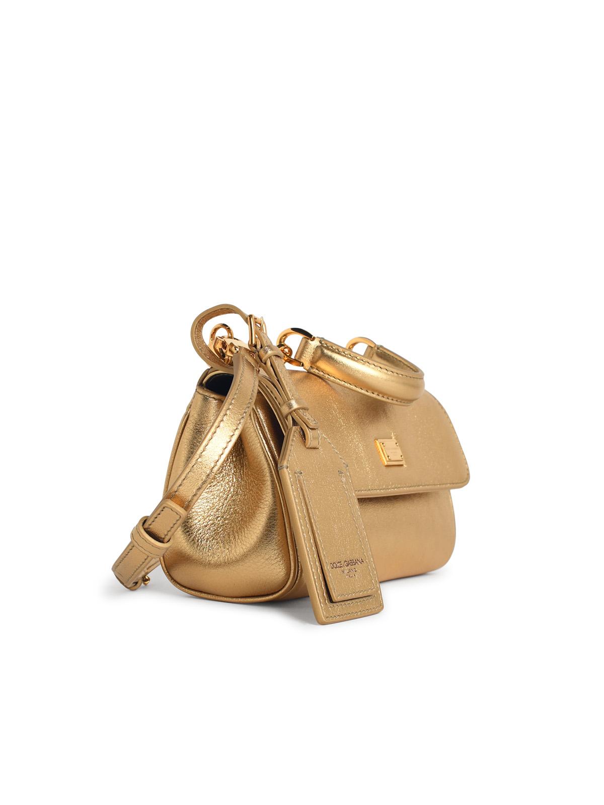 Dolce & Gabbana 'My Sicily' Gold Leather Handbag Women