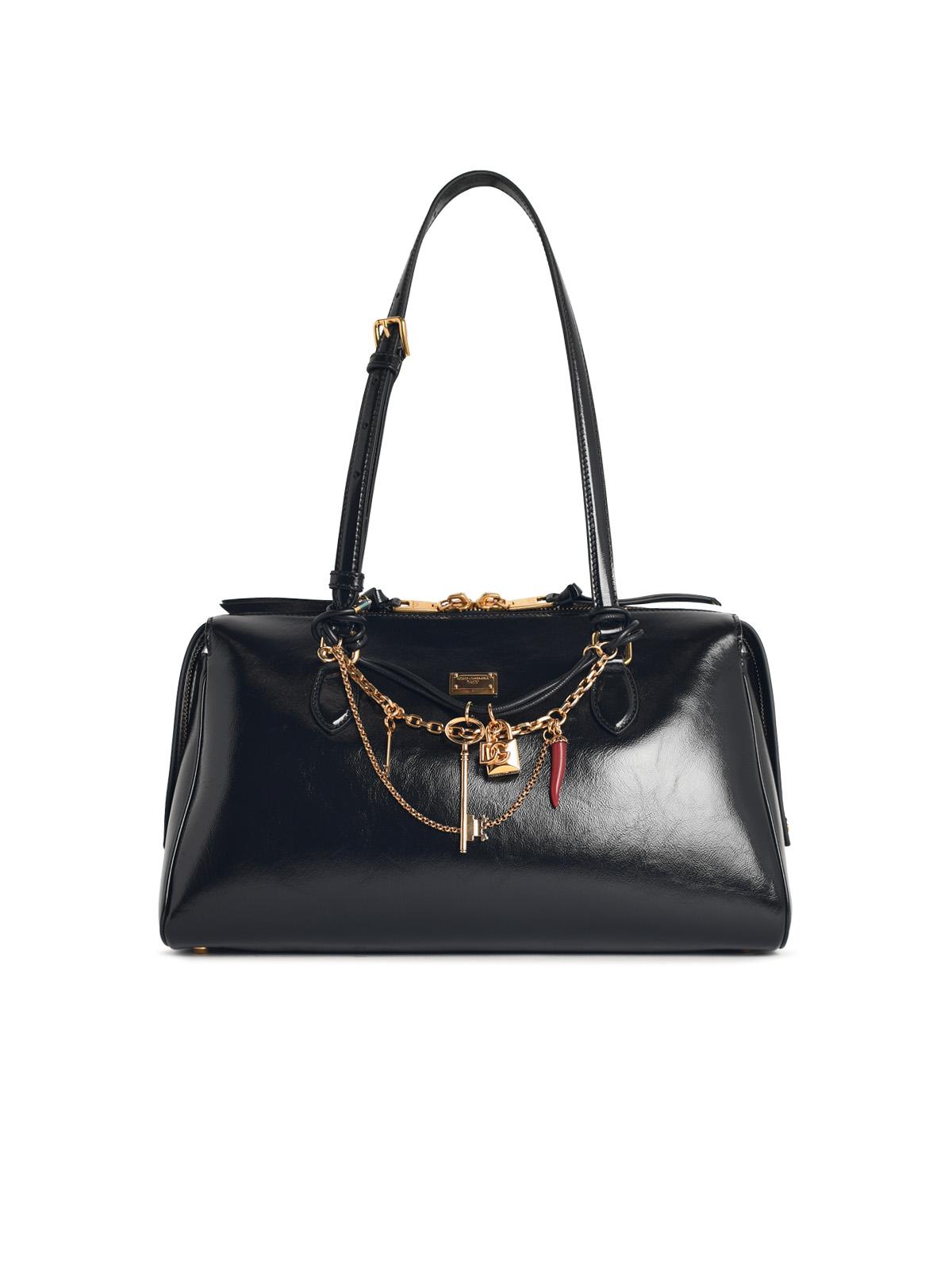 Dolce & Gabbana 'Vittoria' Black Leather Handbag Women