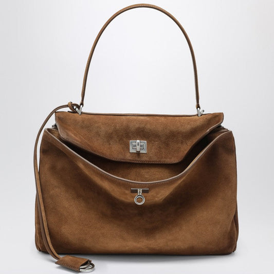 Balenciaga Rodeo Medium Beige Suede Bag Women